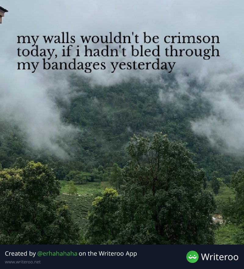 writeroo_net's tweet photo. From the hues of yesterday’s struggles to today’s vivid reminder, our walls bear witness to the resilience within ♥️ #wednesdaywisdom
.
.
.
#writing #writingcommunity #writingprompts #quotes #quoteoftheday #shortquotes #writeroo #writersoftwitter #writings #readersoftwitter https://t.co/juemmgC7Fa