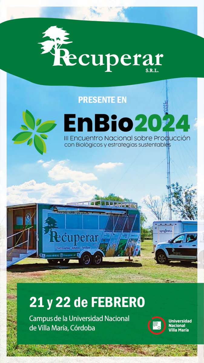 tecnobiolsrl's tweet photo. Buen día!!
Si estas por Villa María, Córdoba, nos vemos en #ENBIO2024
Nos vemos en el stand de nuestros amigos de Recuperar Fertilizantes! https://t.co/immB5CIqti