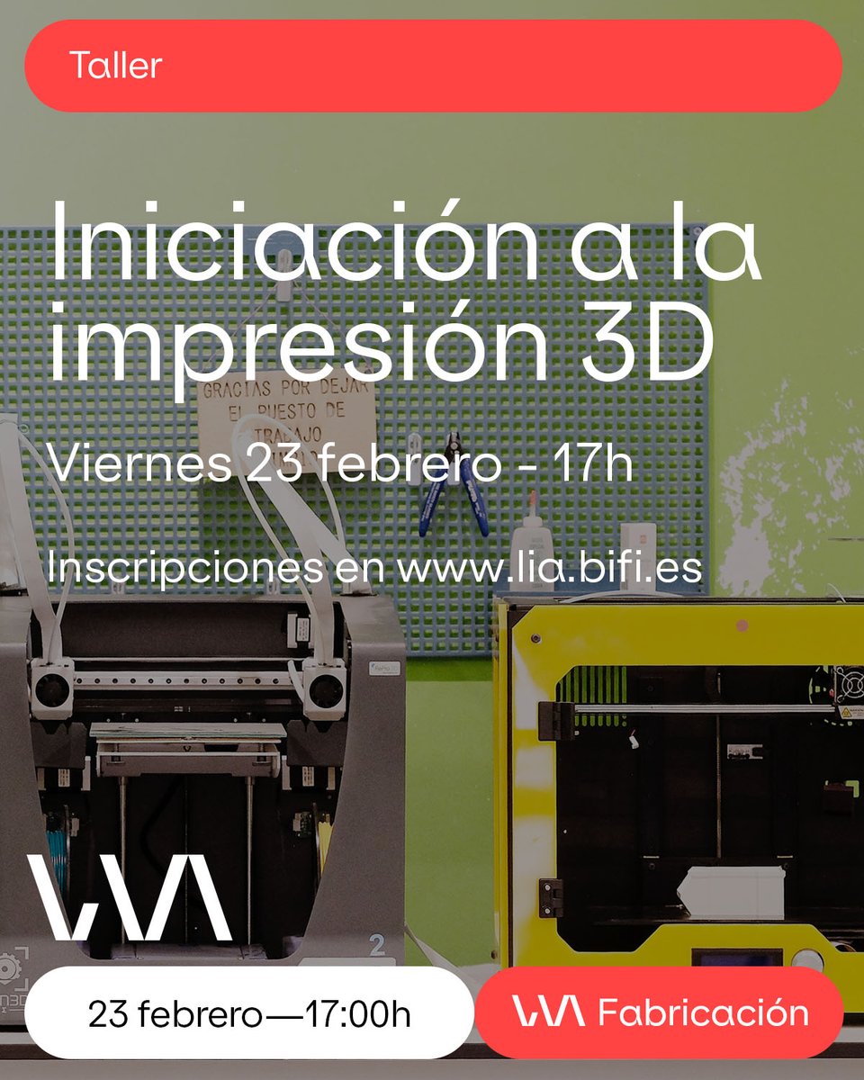 Este viernes 23 de febrero, de 17h a 20h, realizaremos un taller sobre impresión 3D impartido por Javier Bravo, colaborador habitual del espacio. Puedes inscribirte y consultar toda la información en nuestra web.
lia.bifi.es/actividad/tall…