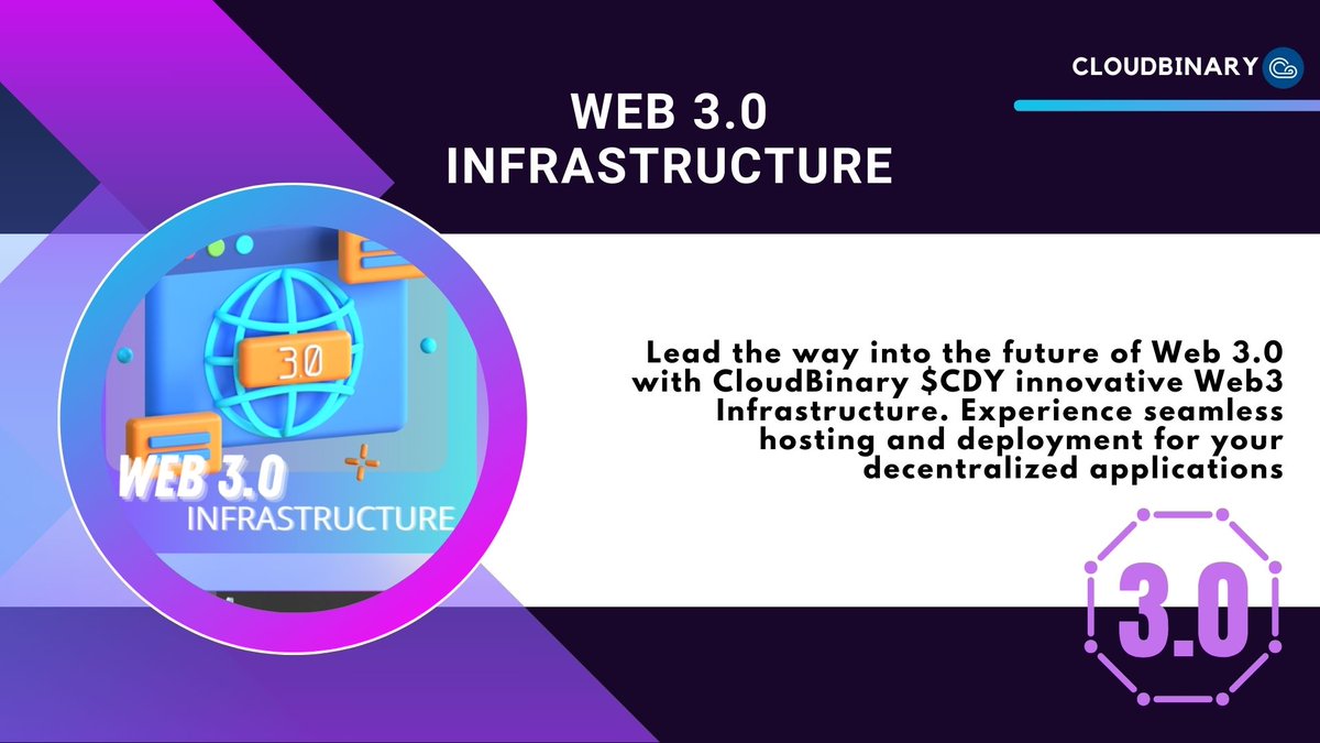 modana_crypto's tweet image. 🌍 Web 3.0 is the future, and CloudBinary $CDY is leading the charge with its innovative Web 3 Infrastructure. Experience seamless hosting and deployment for your decentralized applications.
#WEB3 #CloudBinary #Ethererum