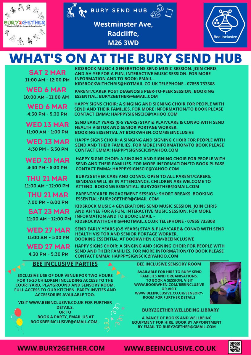 BURY2GETHER's tweet image. What’s On at the SEND Hub in March