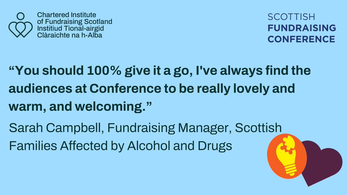 Hear from Sarah Campbell about why you should submit your ideas for sessions at Scottish Fundraising Conference 2024. The deadline for submitting your ideas for sessions is midday, 13 March. Watch now: bit.ly/4bw7BiT Submit your idea: bit.ly/49wSt32 #ScotConf