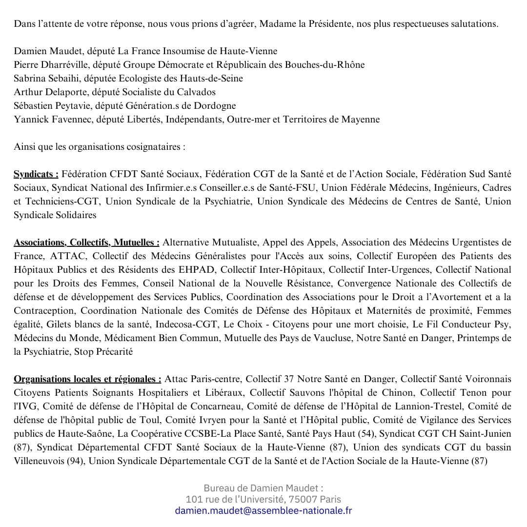 Depuis plusieurs mois, les histoires dramatiques s'enchaînent dans les services d'urgences. Et les faits sont de plus en plus graves. Avec des collègues de la NUPES et du groupe LIOT, nous demandons à la Présidente de notre Assemblée la mise à l'ordre du jour d'une commission…