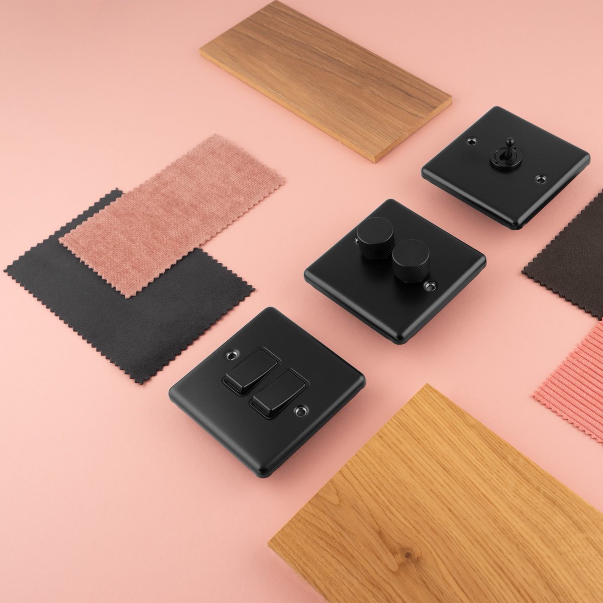 EuroliteUK's tweet photo. Enhance Decorative - Matt Black 💗🖤

Toggles, dimmers &amp; switches - we have them all!

This Matt Black on trend finish is a popular one amongst our customers, do you like it paired with the pink? 🤩 https://t.co/JKHvio8u0V