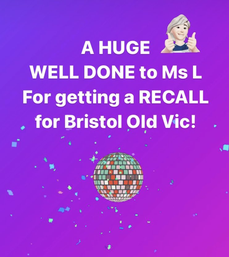 Super Well Done Ms L. First application to a drama school ever! What a result! Audition Skills Drama Schools Course - TUESDAY EVENINGS 7-9pm Online #TuesdayNighters #Acting #Auditioning #ActingClasses #auditiontechnique #actingtechnique #ActingCoach