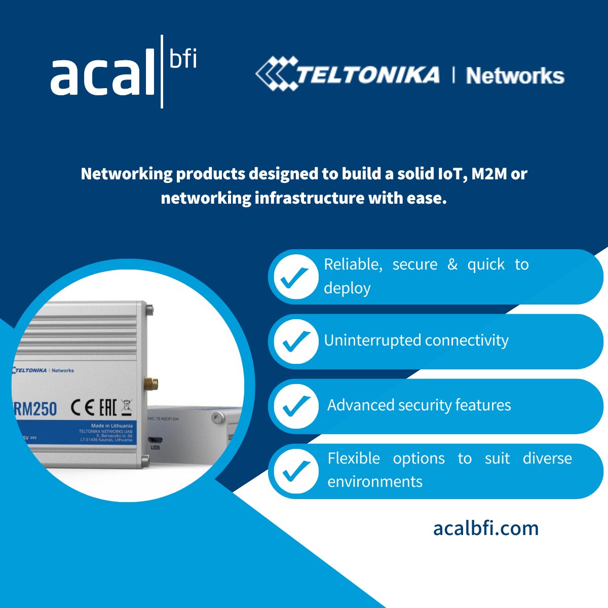 Discover Teltonika Networks' cutting-edge routers, gateways, switches and modems - engineered for excellence in every environment. bit.ly/49nwID5 are your trusted partner for ensuring your project is nothing short of seamless. #NetworkingInnovation #ConnectivityUnleashed