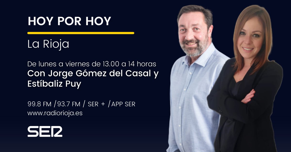 📻 #HoyporHoyLaRioja 

⏫ Exportaciones 2023

🎨 Jornadas de Diseño <a href="/EscuelaEsdir/">Esdir</a>

🍳 Recetas abuelas San Millán

🏆 Premios Radio Rioja | En Kanto Vocal

💻 Teletrabajo | <a href="/AdeccoGroup/">The Adecco Group</a>

📗 Especial <a href="/piedraderayo/">Piedra de Rayo</a> | Puente Mantible

📍 Día guías turísticas | <a href="/AzafatasRioja/">Azafatas Rioja | Rutas en La Rioja</a>