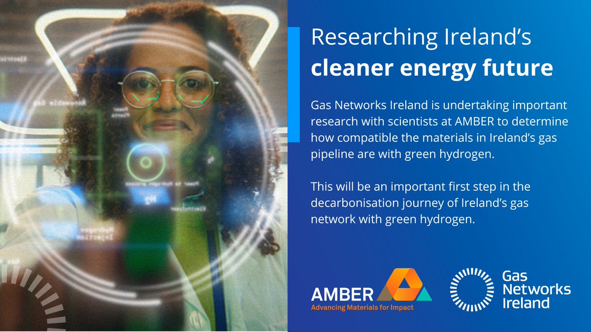 GasNetIrl's tweet photo. Gas Networks Ireland and @ambercentre are researching the impact that green hydrogen blended with natural gas and biomethane, as well as pure green hydrogen, has on existing materials within Ireland’s gas network.

#Hydrogen #GreenHydrogen https://t.co/F1cVgLBQQd