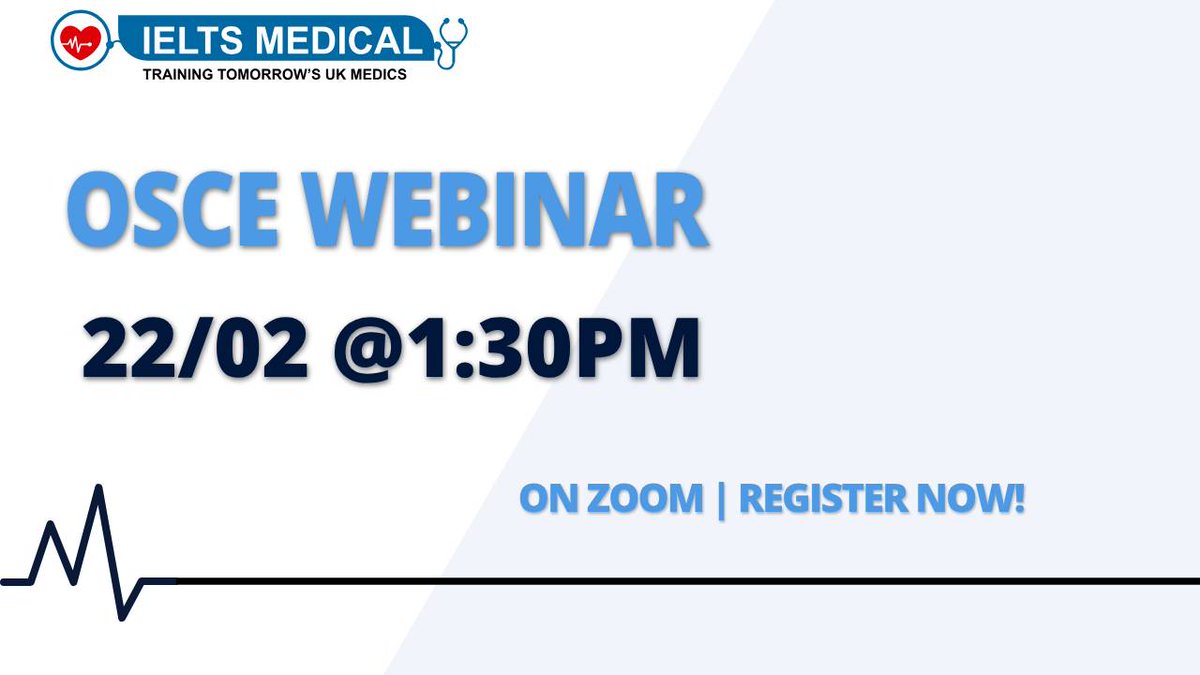 All Healthcare Professionals considering OSCE Training🚨 

IELTS Medical provide a tailor made NMC OSCE webinar every Thursday🌟   

Simply register your attendance through the link 🎟️    
1:30pm – 2:00pm | Hosted by Apolline  

Link: us06web.zoom.us/webinar/regist… 

#webinar #osce