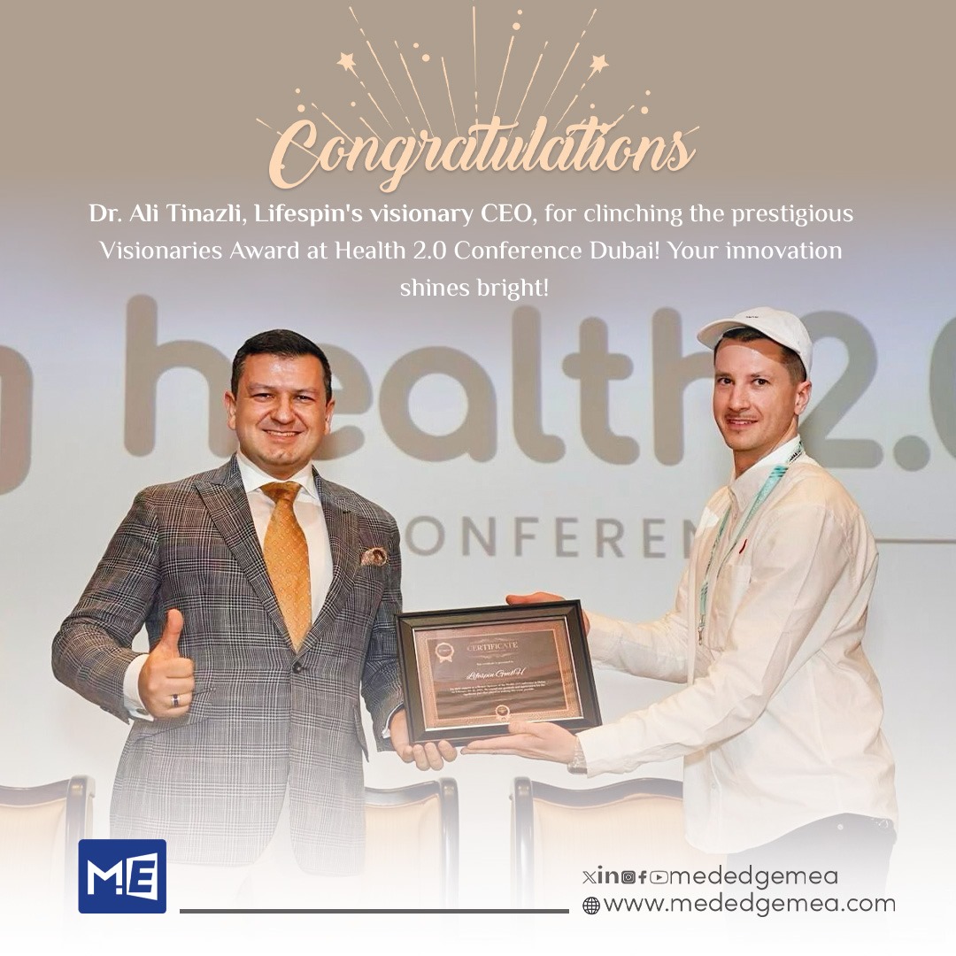 Congratulations to <a href="/DrTinazli/">Dr Ali Tinazli</a>, Lifespin's visionary CEO, for clinching the prestigious Visionaries Award at <a href="/health2conf/">Health 2.0 Conference</a>  Dubai! Your innovation shines bright!