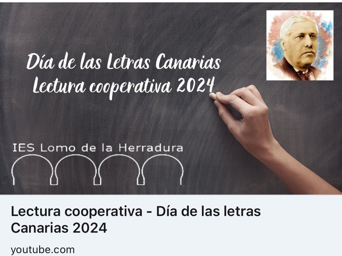 Lectura cooperativa por el día de las letras canarias 🇮🇨 

Aquí el vídeo: 

youtu.be/P95xNEtq0pU 

#letrascanarias #Lecturacooperativa @GranCanariaJven @educaciongob @EducacionCan @Ayun_Telde @laprovincia_es @RTVCComunica @canarias7 #AcerinaCruz #TinaSuárezRojas #ÁngelGuerra