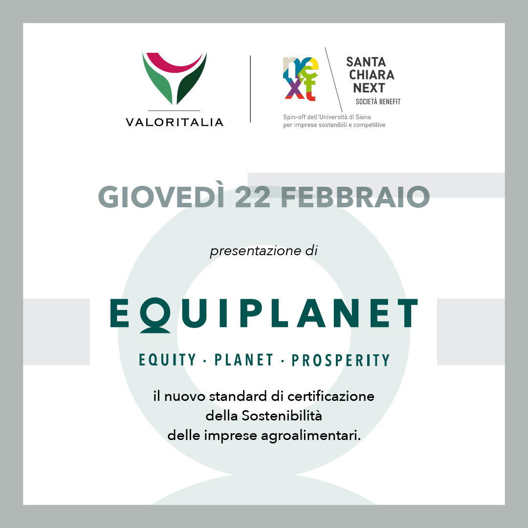 Oggi a Roma si tiene la presentazione di Equiplanet, il nuovo standard di certificazione della sostenibilità per tutte le aziende dell’agroalimentare, sviluppato da Valoritalia e Santa Chiara Next, Spin Off dell’Università di Siena.
#valoritalia #equiplanet #sostenibilità