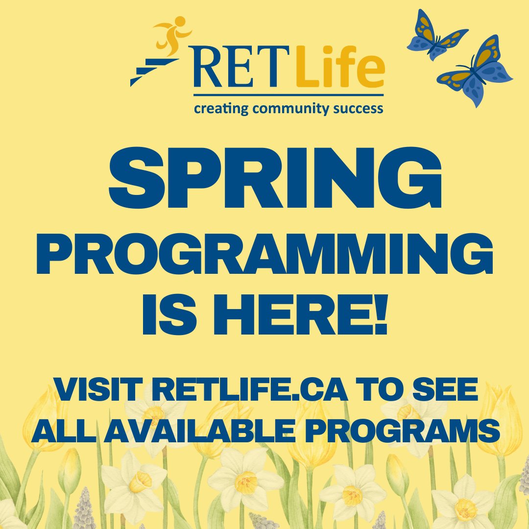 Spring is around the bend and so is RETLife programs! Visit RETLife.ca for available programming today.
 
#engineeringforkids #babysitting #fitnesschallenge #journaling #crocheting @RETSDschools