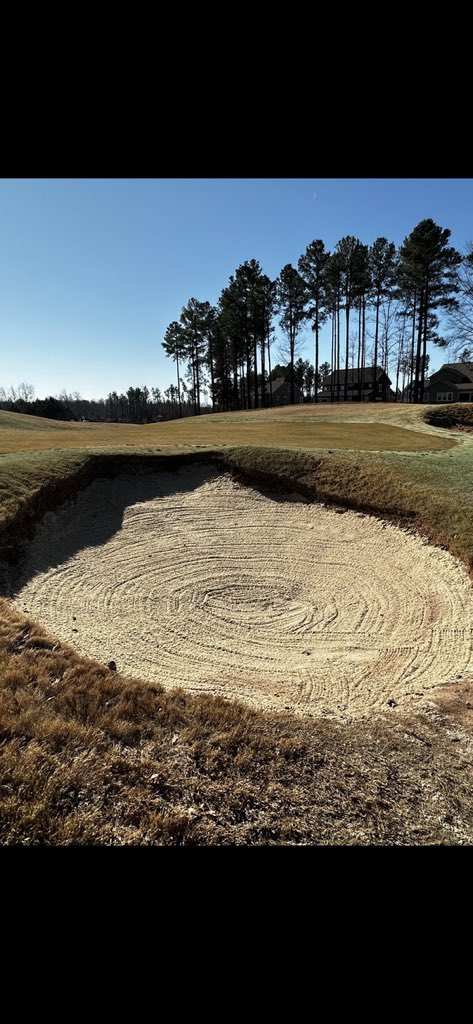 Doing some work on a couple of our worst bunkers. Dug all sand out, repaired drainage and added new sand. We will take care of a few more before grass starts growing again.