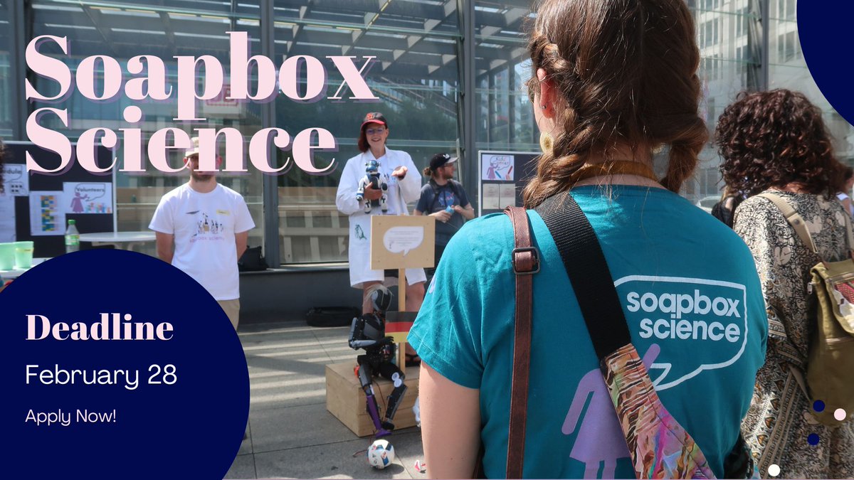 Deadline Coming Up ‼️ Do you work in #STEM? Are you eager to talk to the public about your work in a fun, informal setting? If so, then #SoapboxScience needs YOU! 🗓️June 8, 3pm Become one of our 12 speakers. Apply here: berlinsoapboxscience.wordpress.com/2024/01/30/cal…