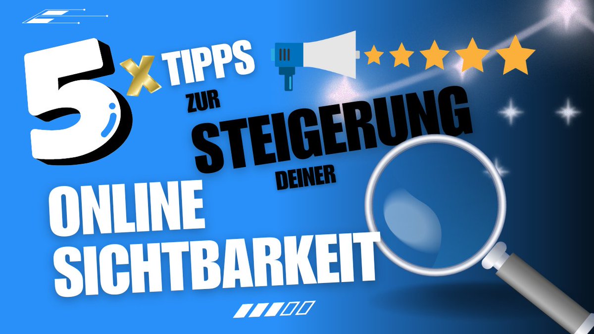 Online-Sichtbarkeit ist entscheidend, um potenzielle Kunden zu erreichen. Entdecke in unserem aktuellen Video 5 effektive Methoden zur Reichweiten-Steigerung:

1️⃣ Suchmaschinenoptimierung 

2️⃣ Content-Marketing 

3️⃣ Social Media Marketing 

4️⃣ Online-Werbung 

5️⃣ Lokale Suche
