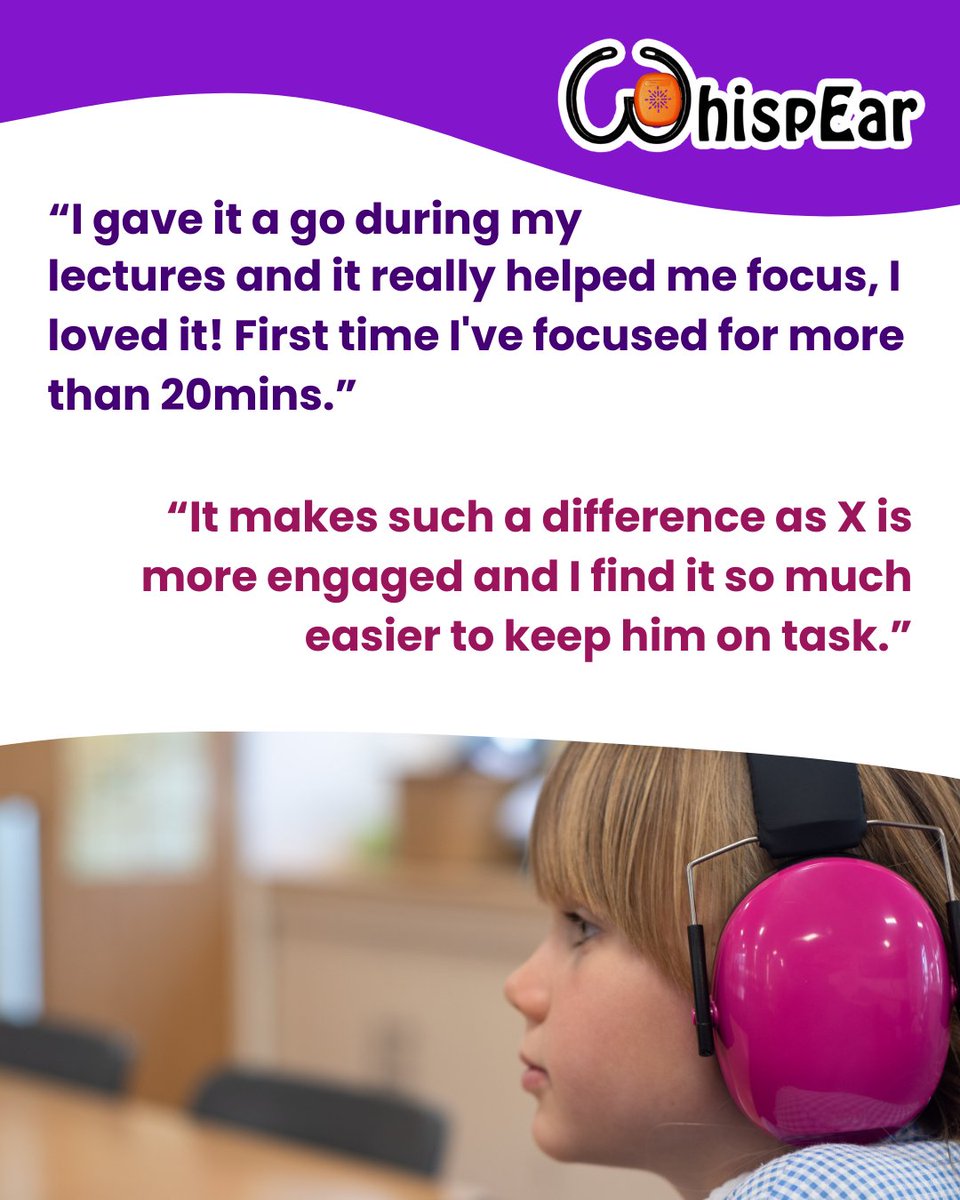 School_CDUK's tweet image. Distraction and noise sensitivity are no fun. That’s why all of the trial participants LOVED our product! Check what they said! 😄 Pssst… We have a special discount for schools here 👉 shorturl.at/djlzN

#SEN #misophonia #noisesensitivity #education #ADHD