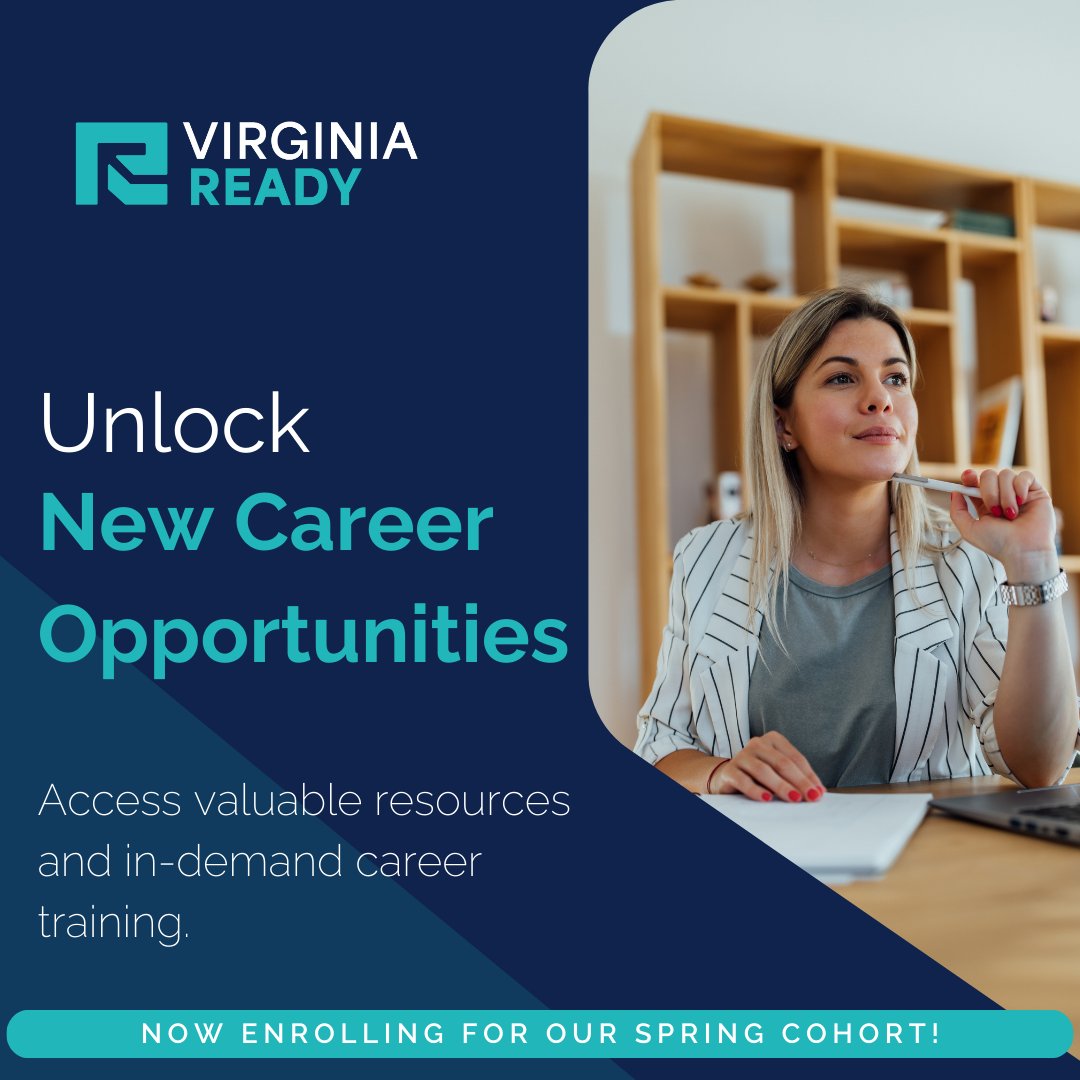 Kickstart your path by becoming a Virginia Ready Scholar and gaining unlimited access to resources that will help you acquire essential skills and top-notch career training. Apply today - bit.ly/3w2H8ZX