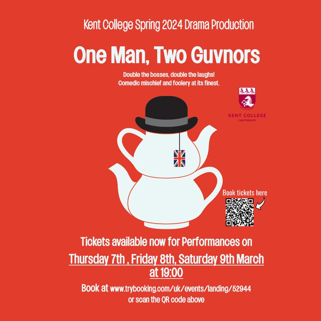 Book tickets to our fabulous Spring Drama Production, One Man Two Guvnors,🎭 📅 Thursday 7, Friday 8, Saturday 9 March ⏰ 7pm ow.ly/BcBO50QEVLm