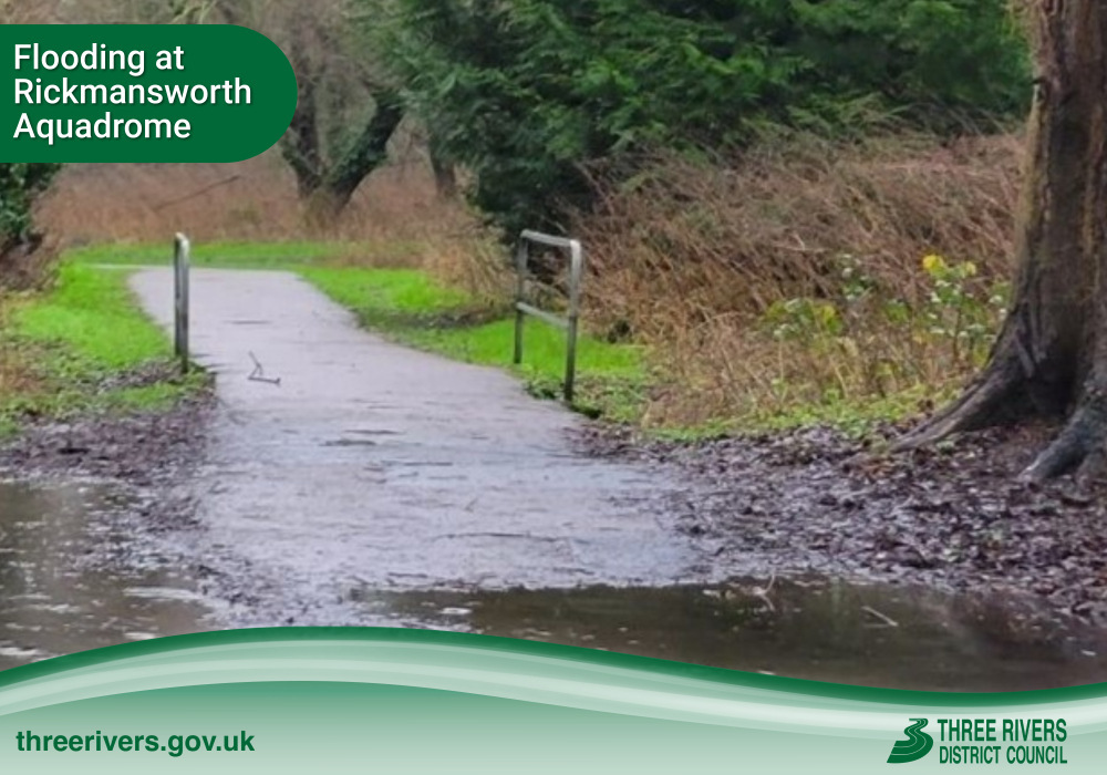 ThreeRiversDC's tweet photo. Three Rivers District Council has been advised of flooding at the Aquadrome in Rickmansworth. Click here to read more: https://t.co/8Cgl9bzV5E https://t.co/pDZJFd1O7o