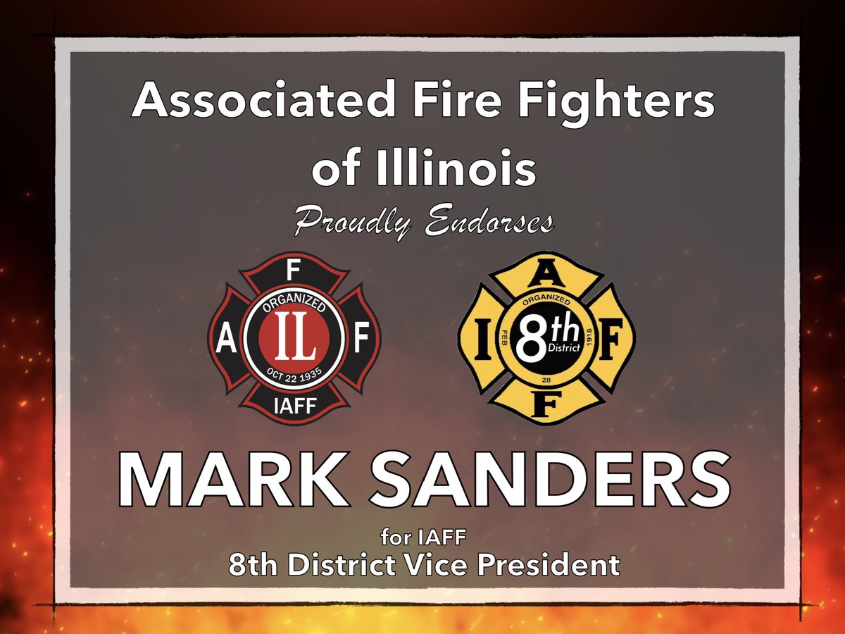 AFFI1935's tweet image. The Associated Firefighters of Illinois Executive Board is proud to announce that we support and endorse Mark Sanders for IAFF 8th District Vice President! 
Mark has been a tremendous leader and supporter of the AFFI! @marksandersiaff #affisupports