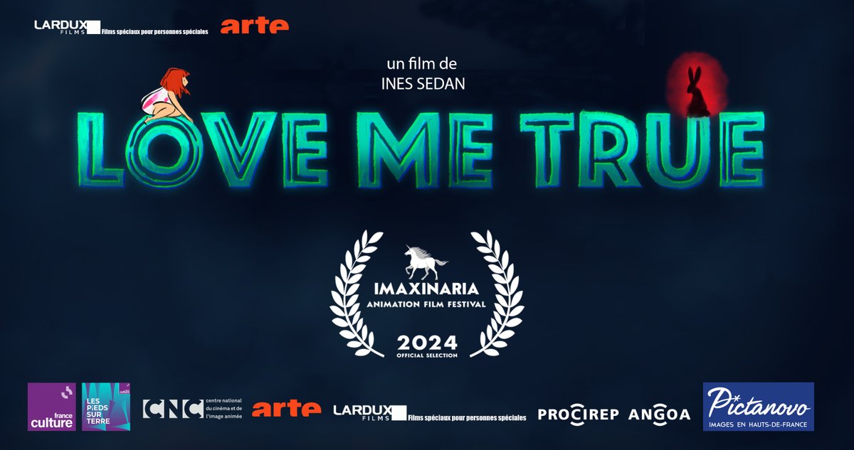 Allez on va tenter d'être assidu !
Nouvelle sélection pour Love me true de <a href="/InesSedan/">Inés Sedan⭐️⭐️⭐️</a>, à <a href="/imaxinariafest/">Imaxinaria festival</a> qui se tient du 6 au 10 mars à la Corogne (obligé de penser à mister Roy Makaay, 'solé)

<a href="/courtcircuit/">Court-circuit</a>  <a href="/Pictanovo/">Pictanovo</a>  <a href="/franceculture/">France Culture</a>  <a href="/LeCNC/">Le CNC</a>