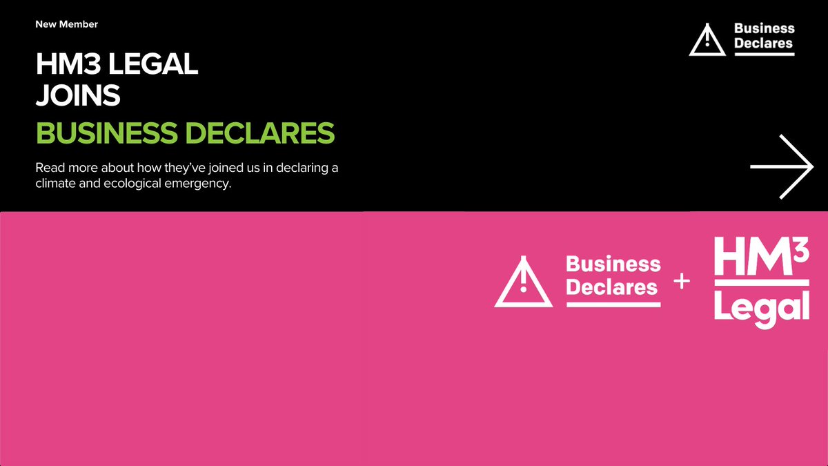BizDeclares's tweet image. Welcome @HM3Legal to @BizDeclares

"To our team, acting as a force for good is a no-brainer. We realise we have a way to go and are up for the challenge."  

Read their full declaration: lnkd.in/egeqTUbu 

#businessdeclares #NetZero