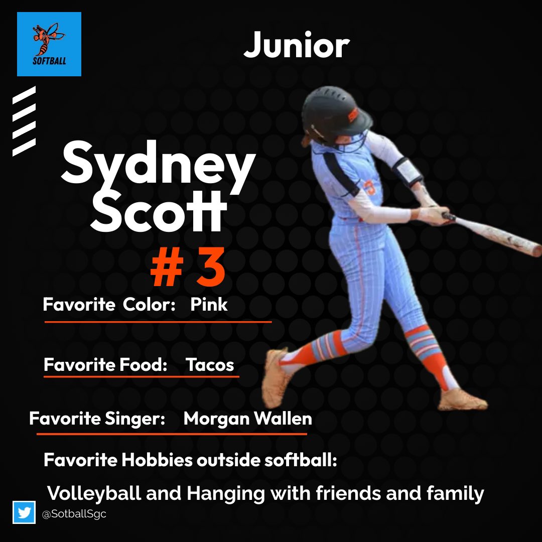 SoftballSgc's tweet photo. Meet the Team: Junior Player Spotlight Sydney Scott @sydneyyy_scott https://t.co/AVZBDGLWmQ