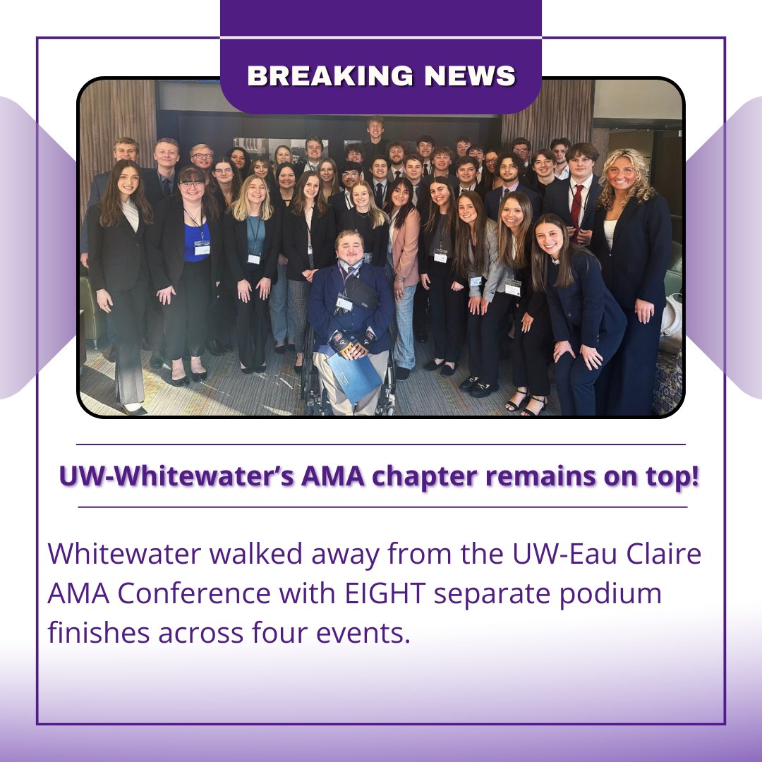Another weekend, another triumph! Our team rocked the UW-Eau Claire AMA Conference with stellar performances!, finishing with eight podium finishes across four different events #WinningWeekend #TeamTriumph #AMAConference'