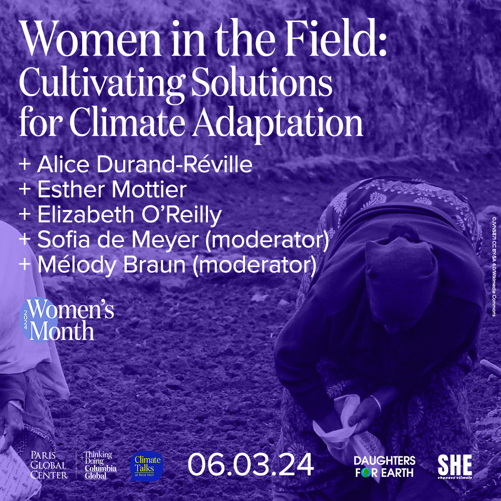 CGCParisCenter's tweet photo. Shifting to sustainable agriculture is a crucial part of climate adaptation, and women are part of the solution.
🎟️ Free and open to all. Register: https://t.co/igLGVPYS8N
🗓️ Wed. March 6 at 6:30 p.m.
With @Daughters4Earth @SheClimate https://t.co/LvTI8ZO7th