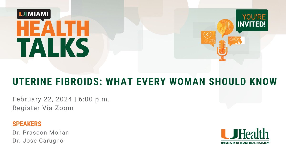 Are there questions you never ask your doctor?👨‍⚕️👩‍⚕️ Join UHealth #gynecology and #InterventionalRadiology experts at our #UMiamiHealthTalk as they discuss all things #WomensHealth! Register here: loom.ly/mfmFjmk