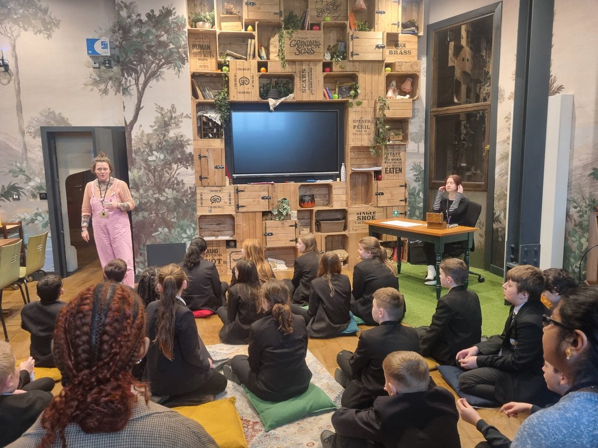 WalesLiteracy's tweet photo. An amazing morning spent making stories with @GrimmAndCo today! Secret rooms, wild imaginations, crazy plot-lines and a beanstalk slide.   Our Y7 students loved every minute! Thanks for having us! We will definitely be back soon. @WalesHigh 🤩 https://t.co/KzVeHeCPeQ