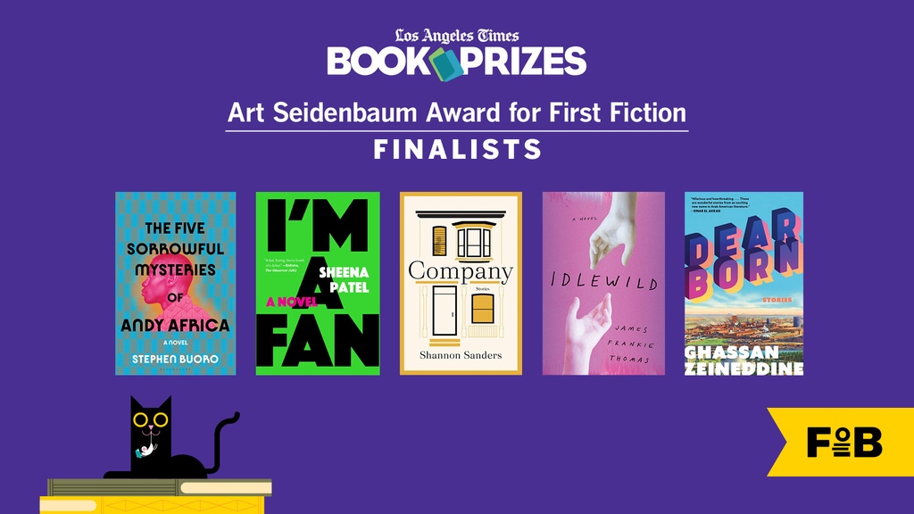 Congratulations to the finalists for the Art Seidenbaum Award for First Fiction! 👏 Stephen Buoro, Sheena Patel (@sheena_patel_ ), Shannon Sanders (@ShandersWrites), James Frankie Thomas (@james_f_thomas) & Ghassan Zeineddine (@guszeineddine)