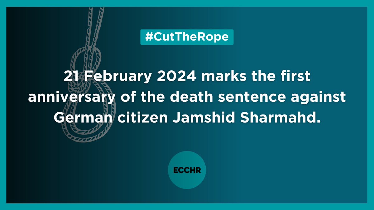 The German citizen Jamshid Sharmahd has been sentenced to death in Iran. That is why ECCHR supported his daughter @GazelleSharmahd in filing a criminal complaint with the Federal Public Prosecutor against Iranian authorities in 2023. ecchr.eu/en/case/crimin… #CutTheRope