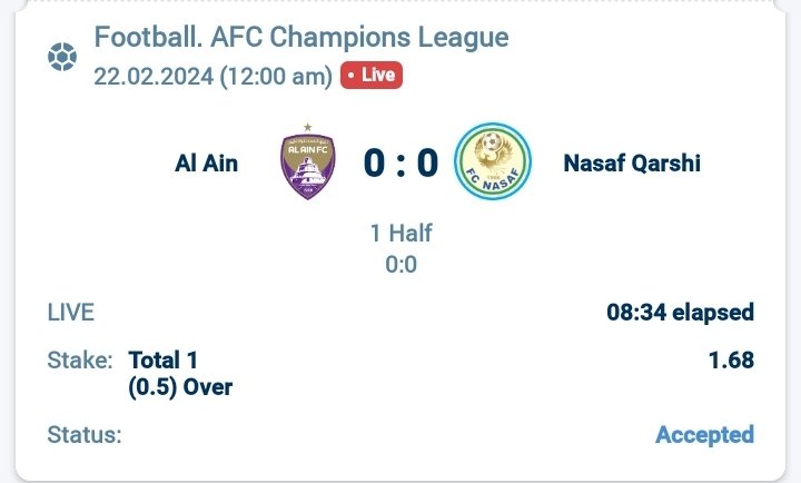 #football

Al Ain o.5 goals 1H

#GamblingX #SOCCERTIPS #soccer #football #SportsGambling #SportsBettingX #FreePlays #handicapper