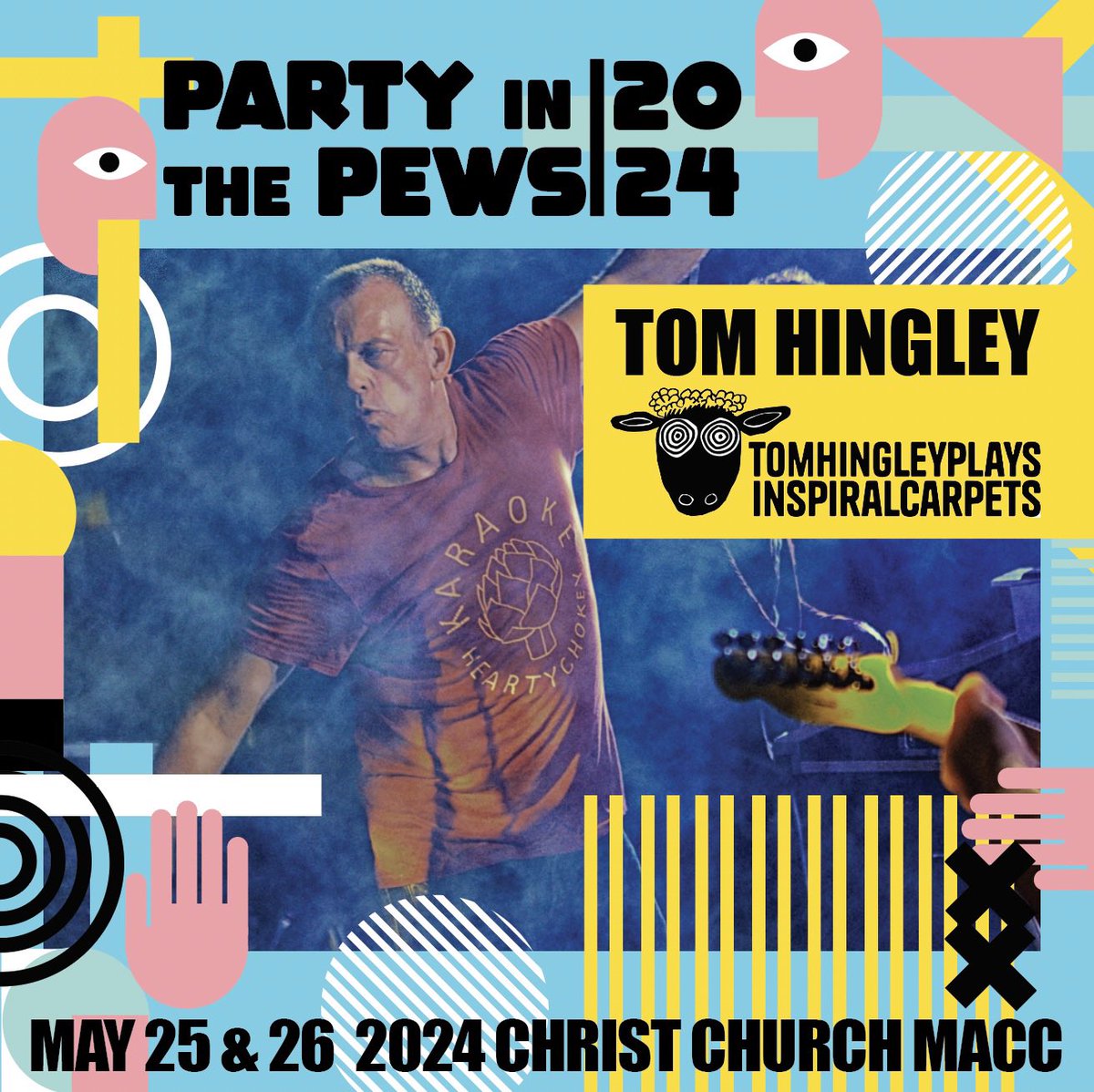 We have another announcement! Returning to Christ Church in May we have @tomhingleymusic ex front man of Inspiral Carpets. Tom joined Inspiral Carpets as lead vocalist in 1989 until they broke up in 1995 being the voice of hits ‘This is how it feels’ & ‘Saturn 5’.