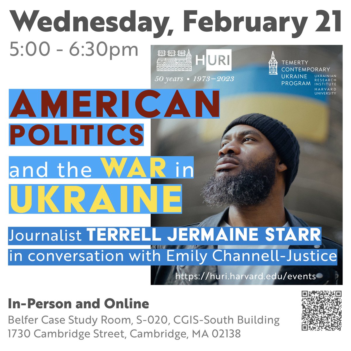 TODAY! 5pm (EST) <a href="/channelljustice/">Dr. Emily CJ</a> talks with journalist and host of the Black Diplomats podcast <a href="/terrelljstarr/">Terrell Jermaine Starr</a> about race, war, and US foreign policy in Ukraine. huri.harvard.edu/event/starr-20…