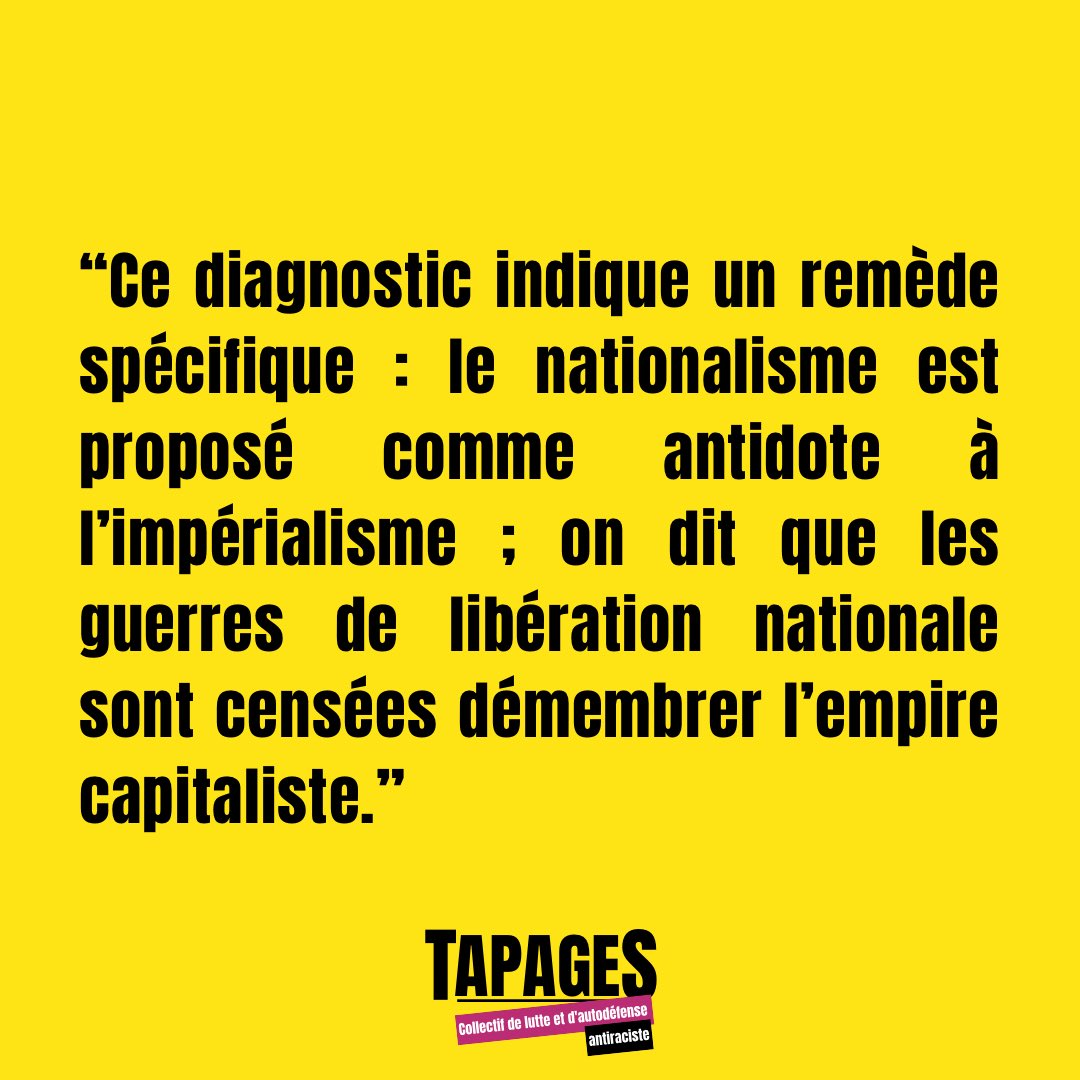Pour lutter contre le fascisme et l'extrême droite qui prend le pouvoir un peu partout dans le monde, il est urgent de débarrasser nos moyens de lutte de réflexes nationalistes.

Extrait de « l’appel constant du nationalisme » de Fredy Perlman