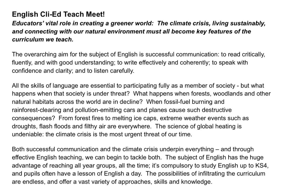 S. Dukes (@ecodukes) on Twitter photo Lovely chat with <a href="/geography_paul/">P A U L // Radical Geographer</a> this afternoon-<a href="/MinistryEco/">Ministry of Eco Education | sustainable schools</a> will be hosting the Cli-Ed English #TeachMeet! DM if you would like to present. More info (and better poster) to follow! <a href="/XREducators/">XR Educators</a> <a href="/_TeachtheFuture/">Teach the Future</a> <a href="/TeachingTimes/">Teaching Times</a> <a href="/UCL_CCCSE/">Centre for Climate Change and Sustainability Ed</a> <a href="/owensheers/">Owen Sheers FRSL</a> @BenRawlence @MrLawrenceEng Lovely chat with <a href="/geography_paul/">P A U L // Radical Geographer</a> this afternoon-<a href="/MinistryEco/">Ministry of Eco Education | sustainable schools</a> will be hosting the Cli-Ed English #TeachMeet! DM if you would like to present. More info (and better poster) to follow! <a href="/XREducators/">XR Educators</a> <a href="/_TeachtheFuture/">Teach the Future</a> <a href="/TeachingTimes/">Teaching Times</a> <a href="/UCL_CCCSE/">Centre for Climate Change and Sustainability Ed</a> <a href="/owensheers/">Owen Sheers FRSL</a> @BenRawlence @MrLawrenceEng