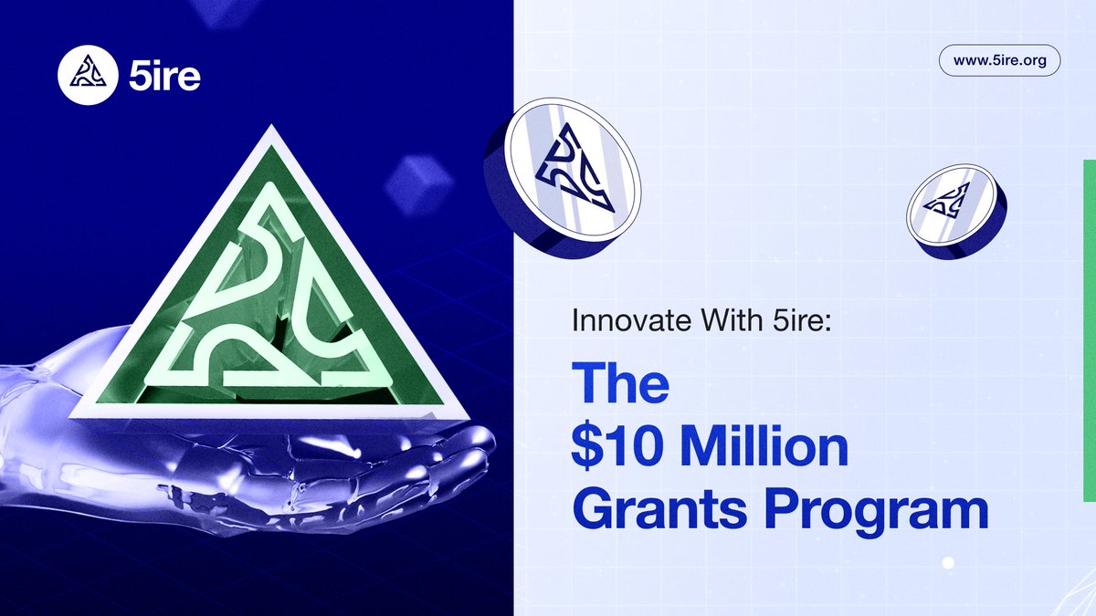 🚀 Introducing the #5ireGrantsProgram!   

Starting March 1, we're doubling down on developers and #dApps to fuel the #5ire ecosystem.   

A $10mn fund offering grants up to $100K, focusing on multichain projects, #EVM compatibility, #RWAs etc.   

Apply Here