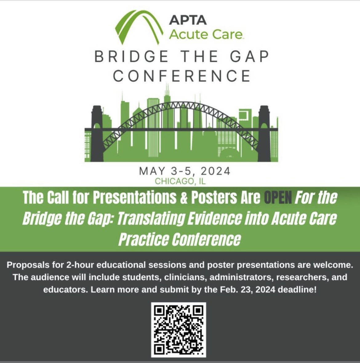LAST CALL for Presenter &amp; Poster Submissions! Due this FRIDAY!!!

aptaacutecare.org/page/bridgethe…