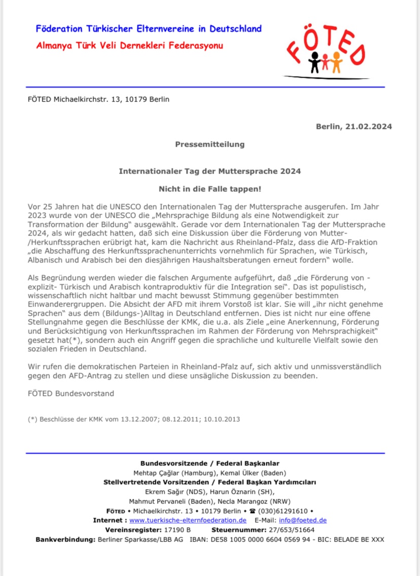 Internationaler Tag der Muttersprache 2024

Nicht in die Falle tappen!

#pressemitteilung #muttersprache