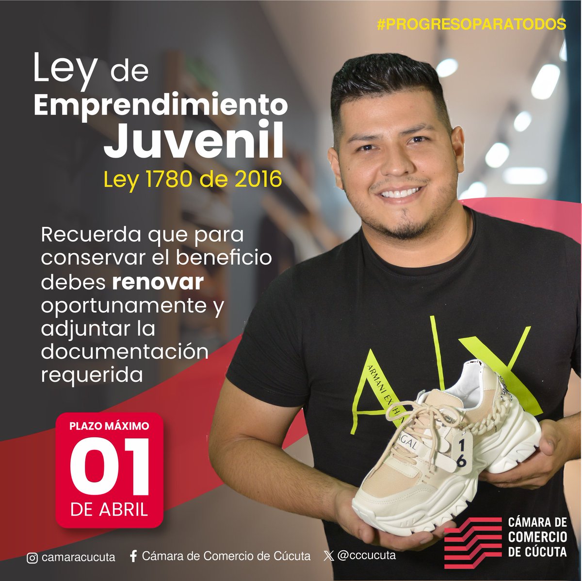 cccucuta's tweet image. ¡Atención, empresarios jóvenes! Es hora de reafirmar tu compromiso con el sueño emprendedor. Recuerda que registrar tu empresa fue solo el primer paso. Renueva antes del 1️⃣ de abril y asegura descuentos en la próxima renovación mercantil.😊

 #ProgresoParaTodos #CámaraCúcuta