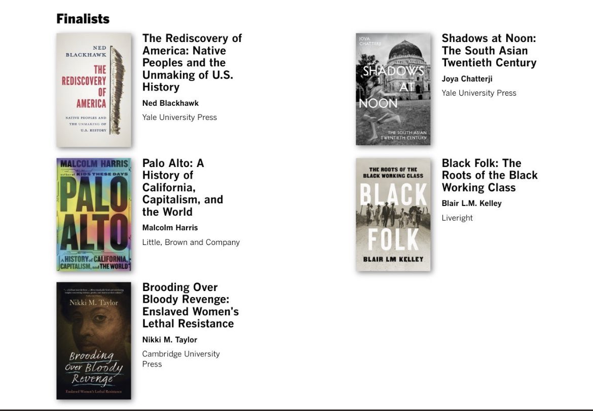 I am so honored to share that Black Folk is a finalist for the L.A. Times Book Prize in History!!!! To be recognized among such tremendous works of scholarship is both humbling and invigorating at this moment in my life! Thankful. 💕