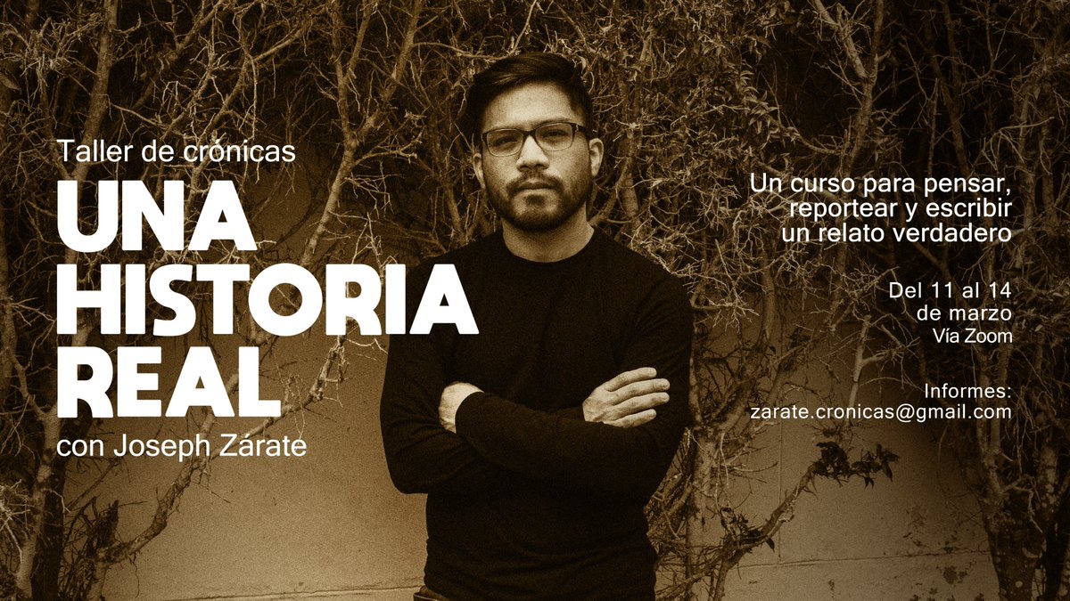 Un taller para contar historias reales, propias o ajenas. Crónicas que transmitan emoción, experiencia y conocimiento. Del 11 al 14 de marzo. Dos horarios: uno para LatAm, otro para Europa. Nos vemos allí 📚🌎 INFORMES: zarate.cronicas@gmail.com