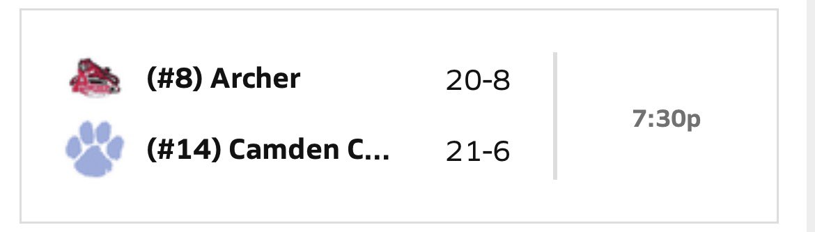 Archer makes the trip down to the coast to take on Camden County. 

The Tigers have one of the best backcourts in the Peach, but they will have to deal with Camden big man &amp; UGA football commit Elyiss Williams, who is a walking double-double.

FULL STORY: ryzehoops.com/post/ghsa-stat…
