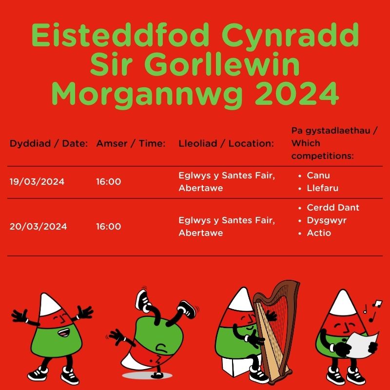‼️ Dyddiadau Eisteddfodau Sir Gorllewin Morgannwg ‼️

‼️ West Glamorgan Regional Eisteddfod dates ‼️