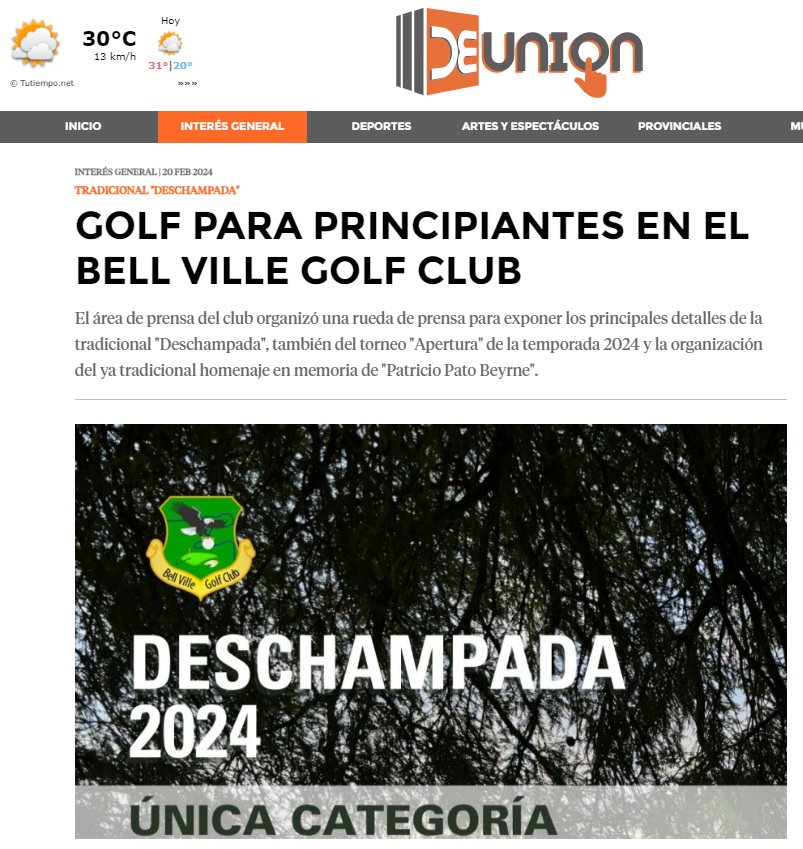El presidente del Bell Ville Golf, Gonzalo Benavides presentó el inicio de la Temporada 2024 de la especialidad. Se destacan el Torneo Apertura el 2/3, la tradicional "Deschampada" para nuevos jugadores, y el homenaje al desaparecido #PatoBeyrne con su torneo MEMORIAL.