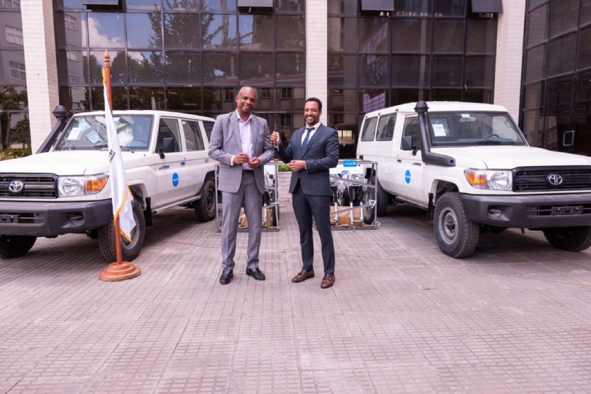 My sincere thanks to @AbouKampo @UNICEFEthiopia Rep for the provision of vehicles and motorbikes to enhance mobile health and nutrition team in accessing IDPs and remote areas.