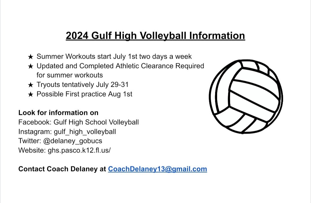 2024 Volleyball Info 💚 @buonsanto_bruno @MsMazGHS @gulfhighschool